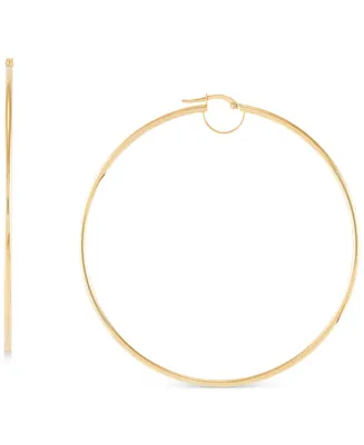 Polished Bridge Large Hoop Earrings in 10k Gold (70mm)