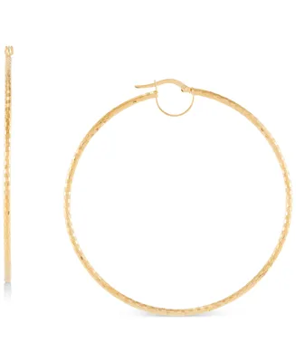 Faceted Bridge Hoop Earrings in 10k Gold (60mm)