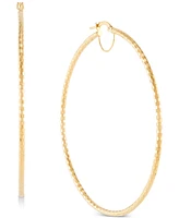 Faceted Bridge Hoop Earrings in 10k Gold (60mm)