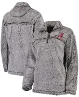 Women's Gray Alabama Crimson Tide Sherpa Super-Soft Quarter-Zip Pullover Jacket