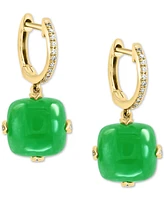 Effy Dyed Green Jade & Diamond (1/6 ct. t.w.) Hoop Drop Earrings in 14k Gold