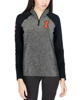 Women's Gray, Navy Illinois Fighting Illini Finalist Quarter-Zip Pullover Jacket