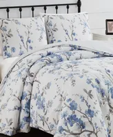 Cannon Kasumi Floral 3 Piece Duvet Cover Set, King - White