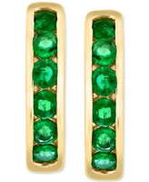 Effy Emerald Small Hoop Earrings (1-3/8 ct. t.w.) in 14k Gold, 0.7"