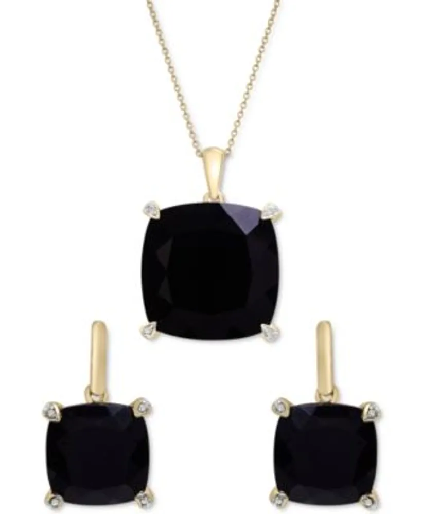 Onyx Diamond Accent Necklace Earrings Collection In 14k Gold Plated Sterling Silver Sterling Silver