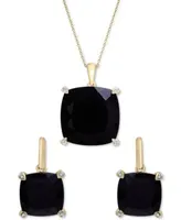 Onyx Diamond Accent Necklace Earrings Collection In 14k Gold Plated Sterling Silver Sterling Silver