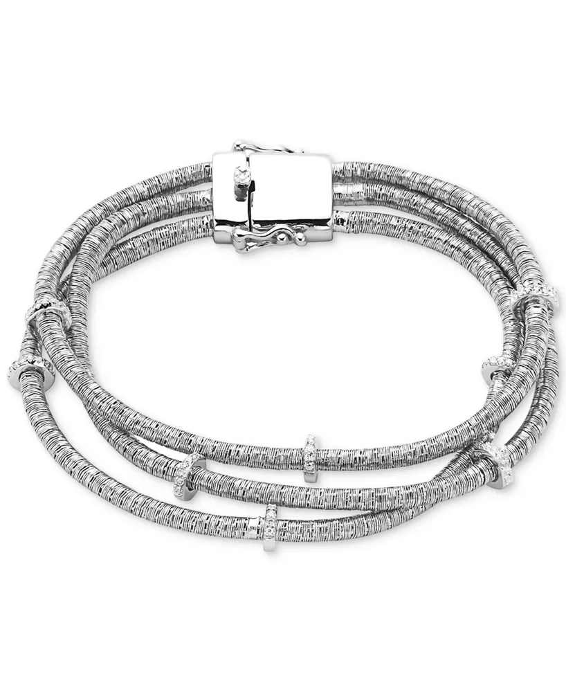 Effy Diamond Rondelle Wire Wrap Bracelet (1/6 ct. t.w.) in Sterling Silver