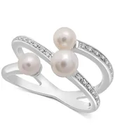 Cultured Freshwater Pearl (4 & 5mm) & Diamond (1/20 ct. tw.) Statement Ring in Sterling Silver