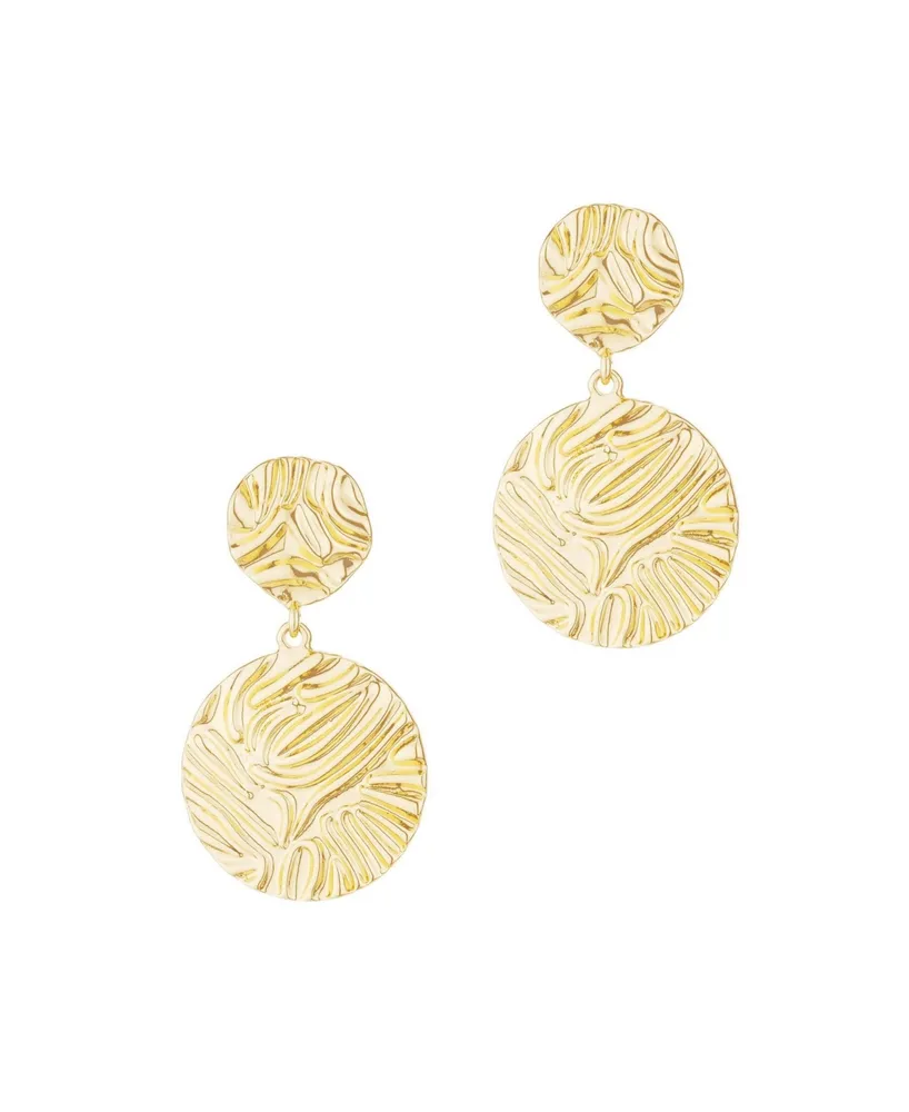 Ettika Gold-Plated Textured Double Disc Earrings - Gold