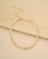 Ettika Beaded Freshwater Pearl Chain Necklace Set - Gold