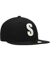 Men's New Era Black Seattle Mariners Cooperstown Collection Turn Back The Clock Steelheads 59FIFTY Fitted Hat