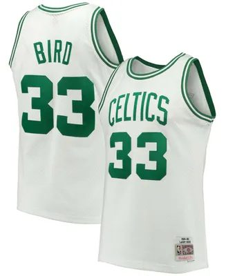 Men's Larry Bird White Boston Celtics 1985-86 Hardwood Classics Swingman Jersey