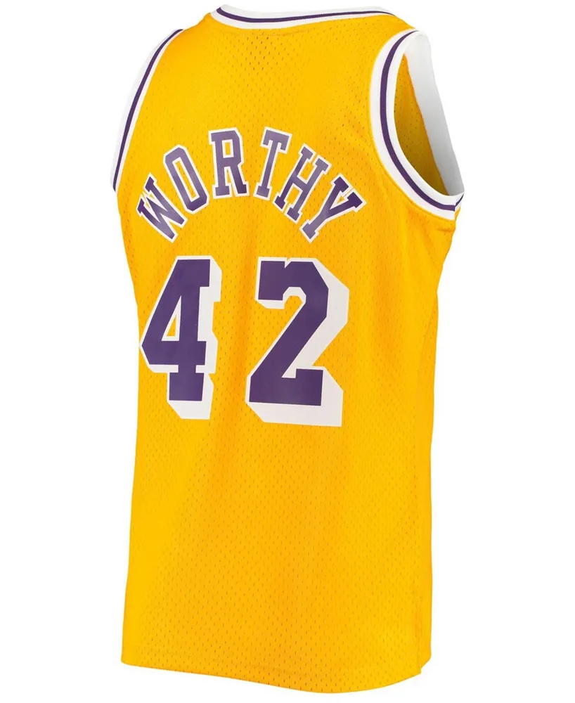 Men's James Worthy Gold Los Angeles Lakers 1984-85 Hardwood Classics Swingman Jersey