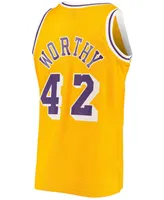 Men's James Worthy Gold Los Angeles Lakers 1984-85 Hardwood Classics Swingman Jersey