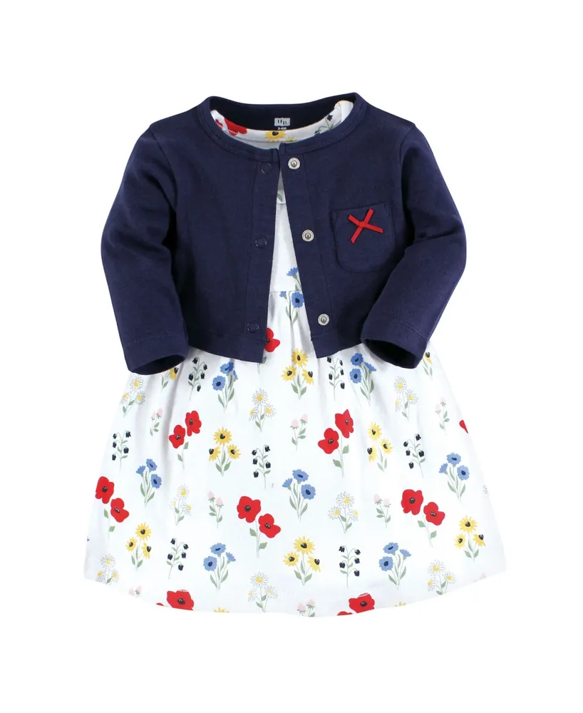 Hudson Baby Baby Girls Hudson Cotton Dress and Cardigan