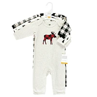 Hudson Baby Boys Cotton Coveralls, Train, 3-6 Months