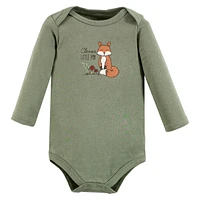 Hudson Baby Baby Boys Hudson Cotton Long-Sleeve Bodysuits, Forest Deer -Pack