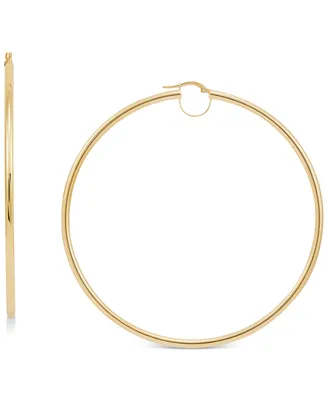 Polished Bridge Extra Large Hoop Earrings in 10k Gold (80mm)