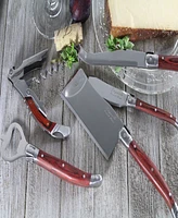 French Home Laguiole 5 Piece Cheese Knife and Wine Opener Set with Pakkawood Handles.