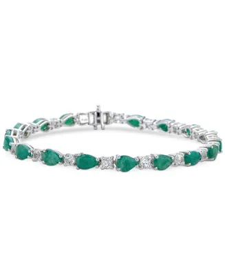 Sapphire (11 ct. t.w.) & White (2 Tennis Bracelet Sterling Silver (Also Tanzanite Emerald)