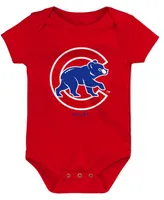 Infant Boys and Girls Royal, Red, Gray Chicago Cubs Born To Win Bodysuit Set, 3 Pack