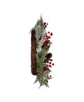 Kurt Adler 20" Unlit Flocked Rattan Wreath with Berries