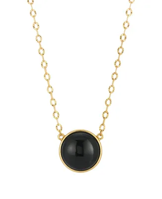 2028 Gold-Tone Onyx STone Necklace