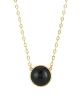 2028 Gold-Tone Onyx STone Necklace