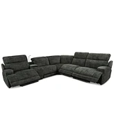 Sebaston -Pc. Fabric Sectional with Power Motion Recliners and 1 Usb Console