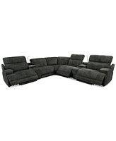 Sebaston -Pc. Fabric Sectional with Power Motion Recliners and 2 Usb Consoles