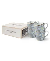 Laura Ashley Heritage Collectables 10 Oz Midnight Pinstripe Mugs in Gift Box, Set of 4