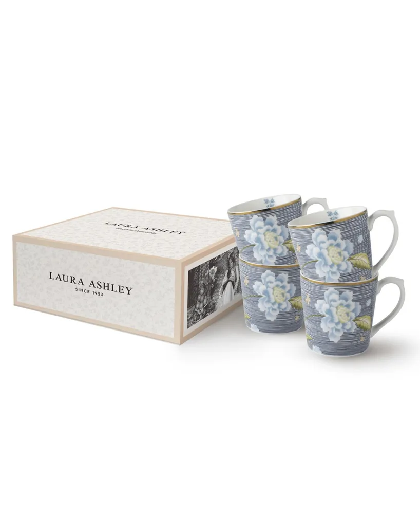 Laura Ashley Heritage Collectables 17 Oz Midnight Pinstripe Mugs in Gift Box, Set of 4