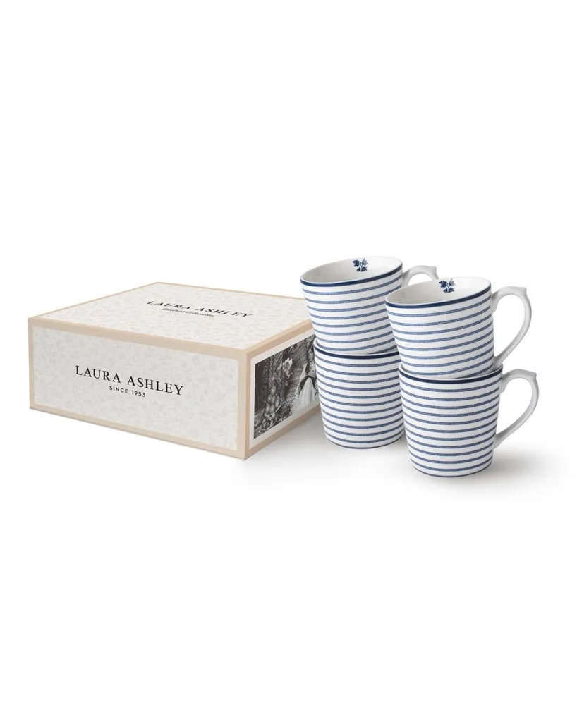 Laura Ashley Blueprint Collectables 17 Oz Candy Stripe Mugs in Gift Box, Set of 4