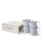 Laura Ashley Blueprint Collectables 17 Oz Candy Stripe Mugs in Gift Box, Set of 4