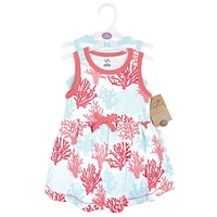 Touched by Nature Toddler Girls Organic Cotton Sleeveless Dresses, Coral Reef