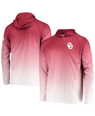 Men's Crimson Oklahoma Sooners Terminal Tackle Omni-Shade Upf 50 Long Sleeve Hooded T-shirt