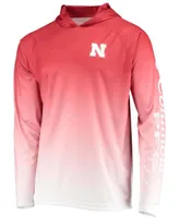 Men's Scarlet Nebraska Huskers Terminal Tackle Omni-Shade Upf 50 Long Sleeve Hooded T-shirt