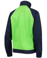 Women's College Navy and Neon Green Seattle Seahawks Backfield Raglan Full-Zip Track Jacket