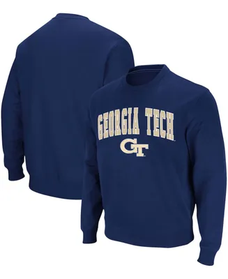 Men's Navy Georgia Tech Yellow Jackets Team Arch Logo Tackle Twill Pullover Sweatshirt