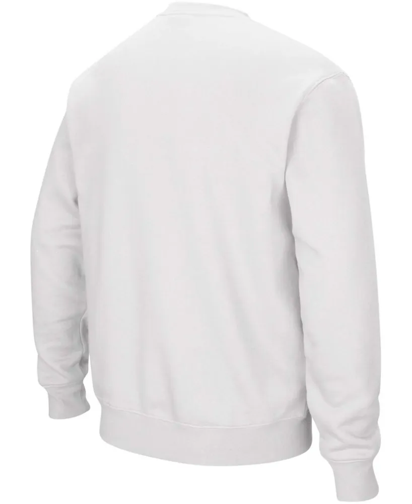 Men's White Clemson Tigers Arch Logo Crew Neck Sweatshirt