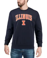 Men's Navy Illinois Fighting Illini Arch Logo Crew Neck Sweatshirt