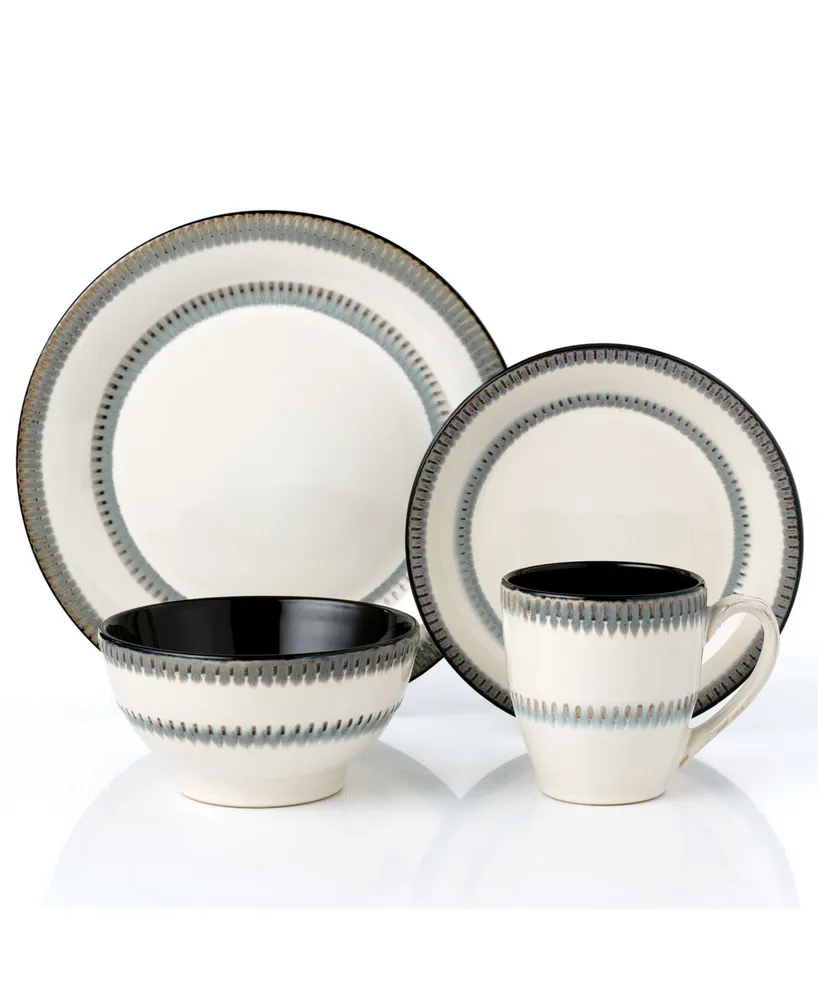 Lorren Home Trends Stoneware Contrast, Set of 16