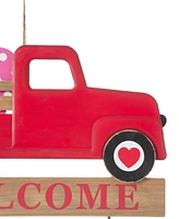 Glitzhome 24" Metal and Wooden Valentine's Truck Yard Stake or Hanging Sign