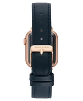 Anne Klein Women's Navy Genuine Leather Band designed for Apple Watch 42mm (Series 1-3 only) & 44/45/46/49mm (Ultra & Ultra 2)