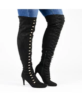 Journee Collection Women's Trill Wide Calf Lace Up Over The Knee Dress Boots