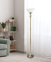 Lalia Home Classic 1 Light Torchiere Floor Lamp with Marbleized Glass Shade