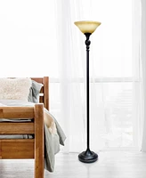 Lalia Home Classic 1 Light Torchiere Floor Lamp with Marbleized Glass Shade