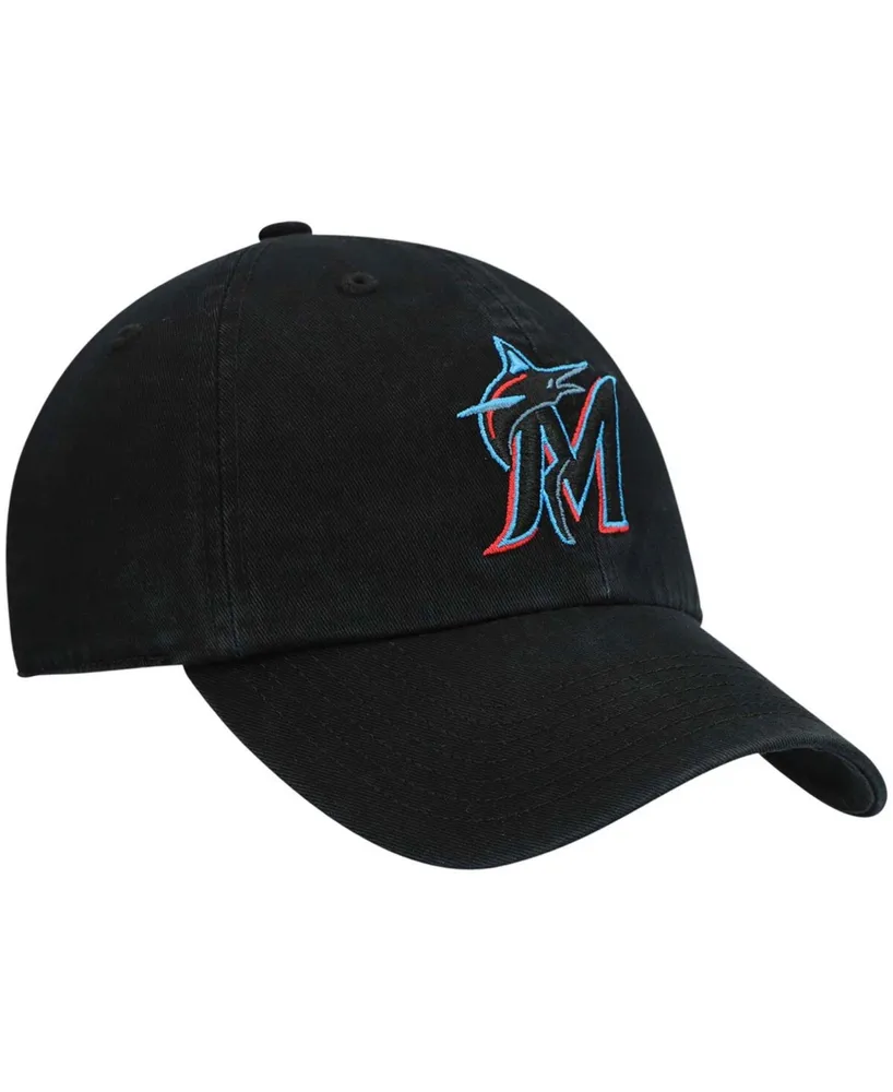 Boys Black Miami Marlins Team Logo Clean Up Adjustable Hat