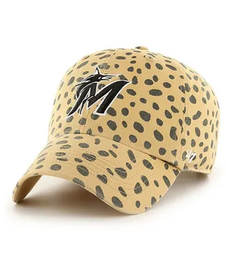 Women's Tan Miami Marlins Cheetah Clean Up Adjustable Hat