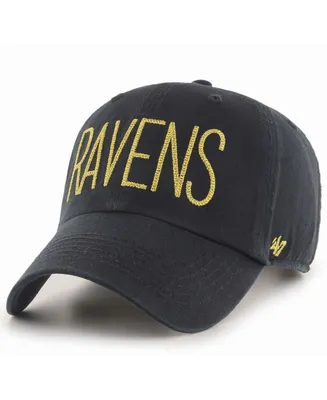 Women's Black Baltimore Ravens Shimmer Text Clean Up Adjustable Hat